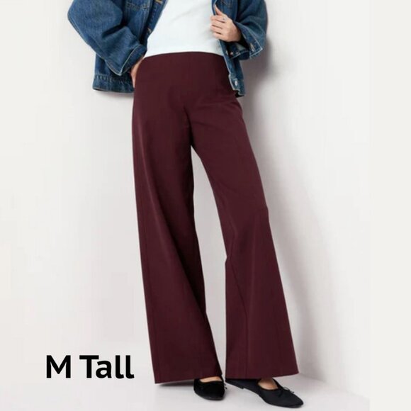 Old Navy Women’s High Waisted Pull On Pixie Wide Leg Pants Wine (M Tall) - Picture 1 of 9